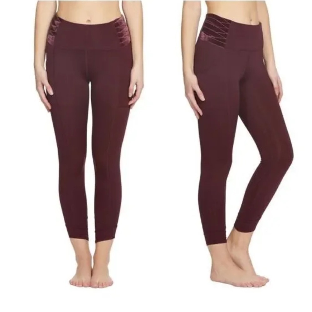 FP Movement Wonderstruck Velvet Criss Cross Leggings Maroon - Picture 4 of 9